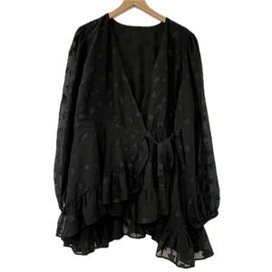 New Torrid Sheer Black Star Wrap Top - No Size Tag